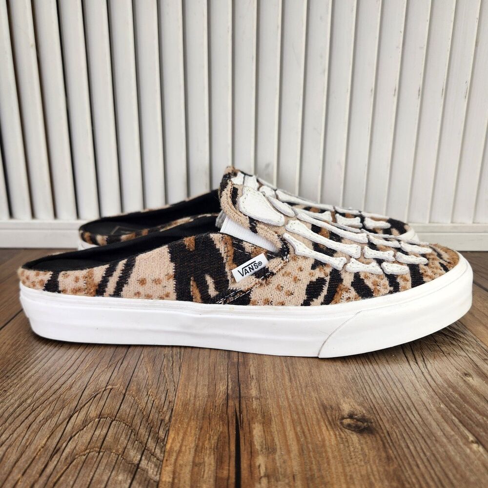 Vans Classic Slip-On Mule Hazy Bones Skeleton Mens Size 9.5 Animal Print Shoes